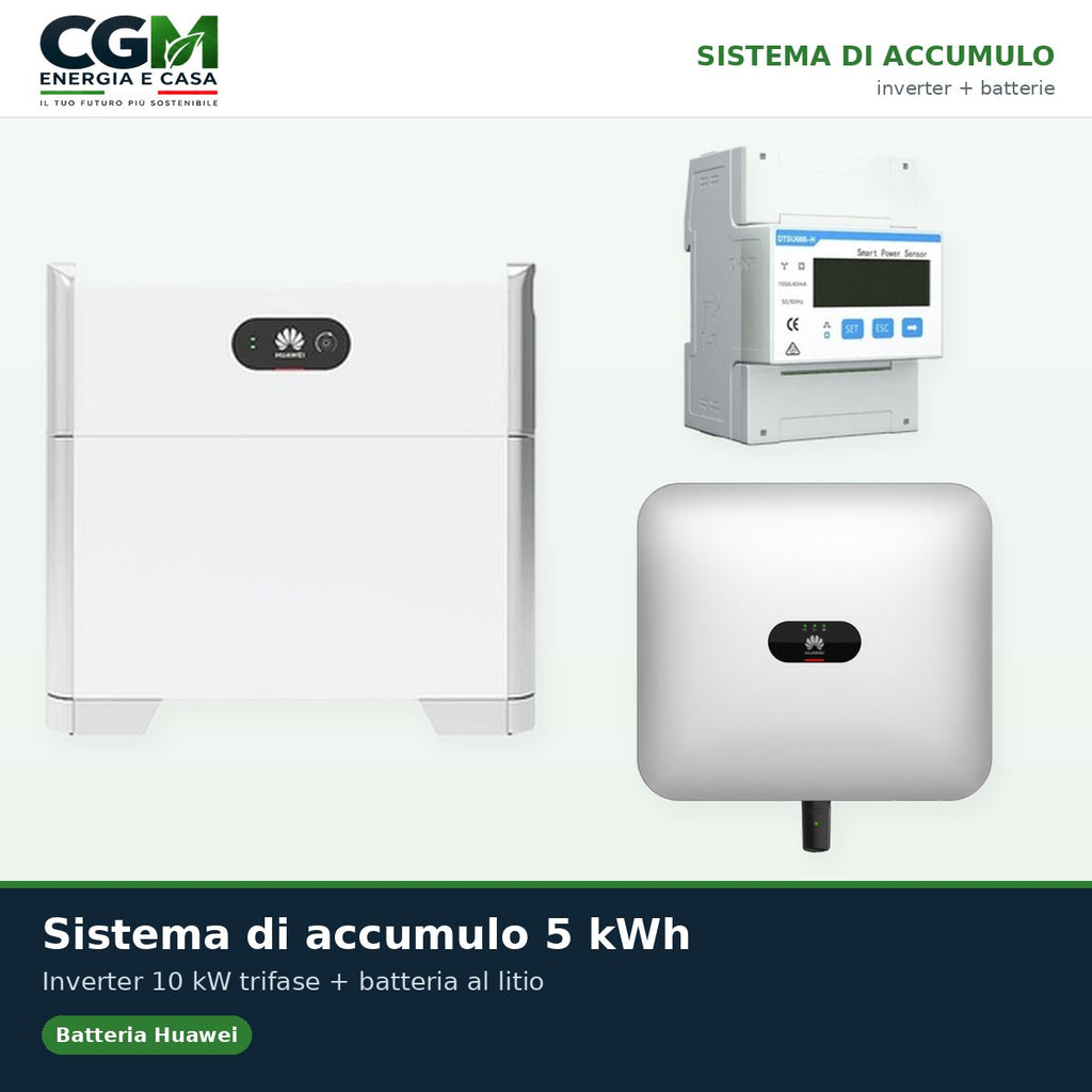 Sistema di accumulo trifase inverter 10kW Huawei batteria al litio LUNA2000 5kWh BMS - CGM Energia e Casa