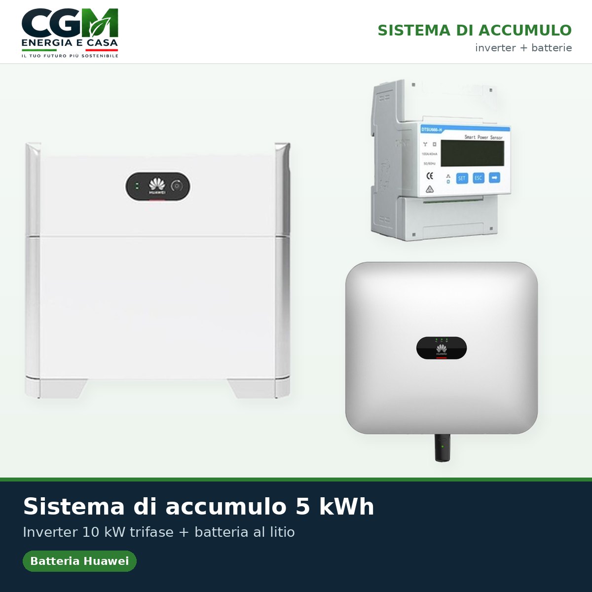 Sistema di accumulo trifase inverter 10kW Huawei batteria al litio LUNA2000 5kWh BMS - CGM Energia e Casa