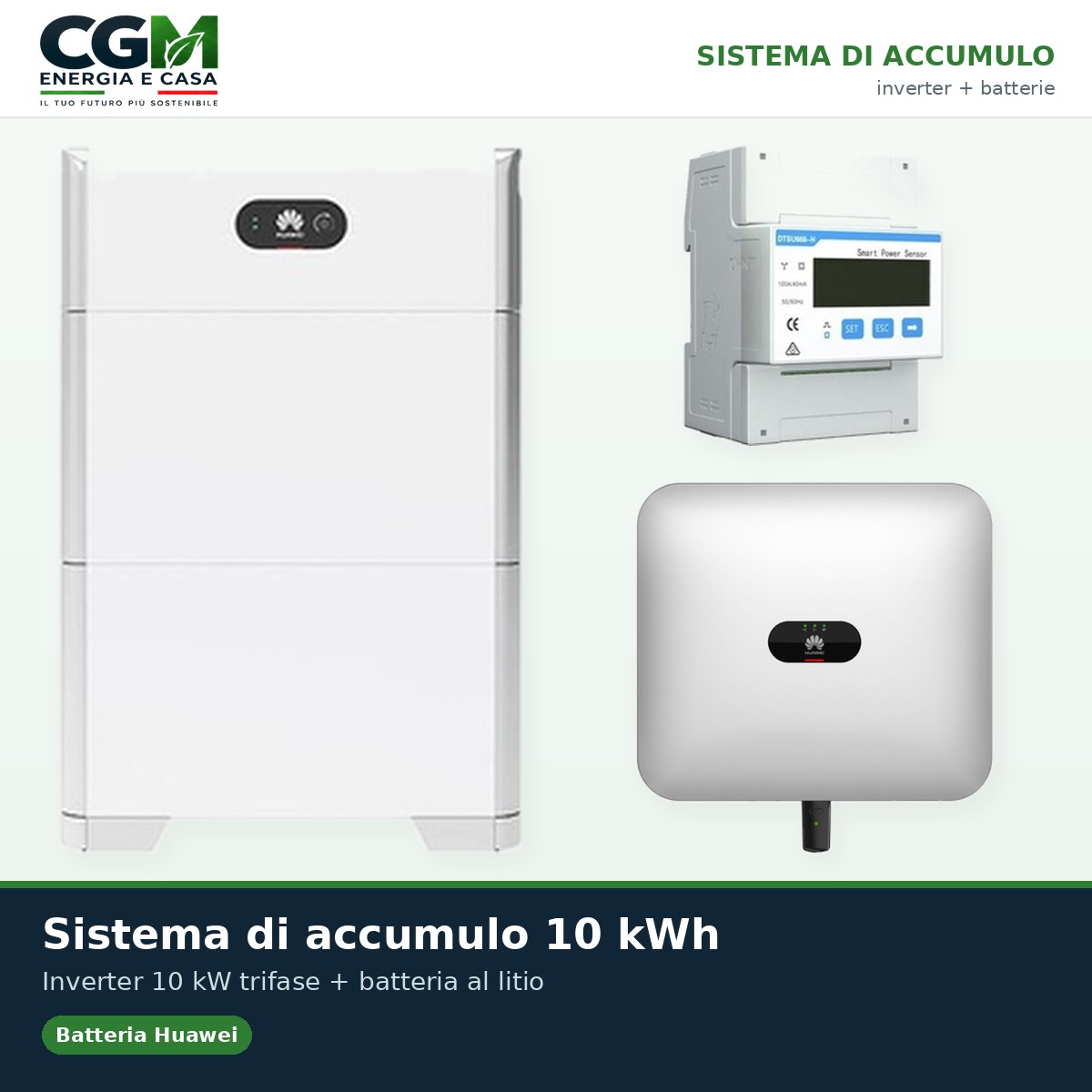 Sistema di accumulo trifase inverter 10kW Huawei batteria al litio LUNA2000 10kWh BMS - CGM Energia e Casa
