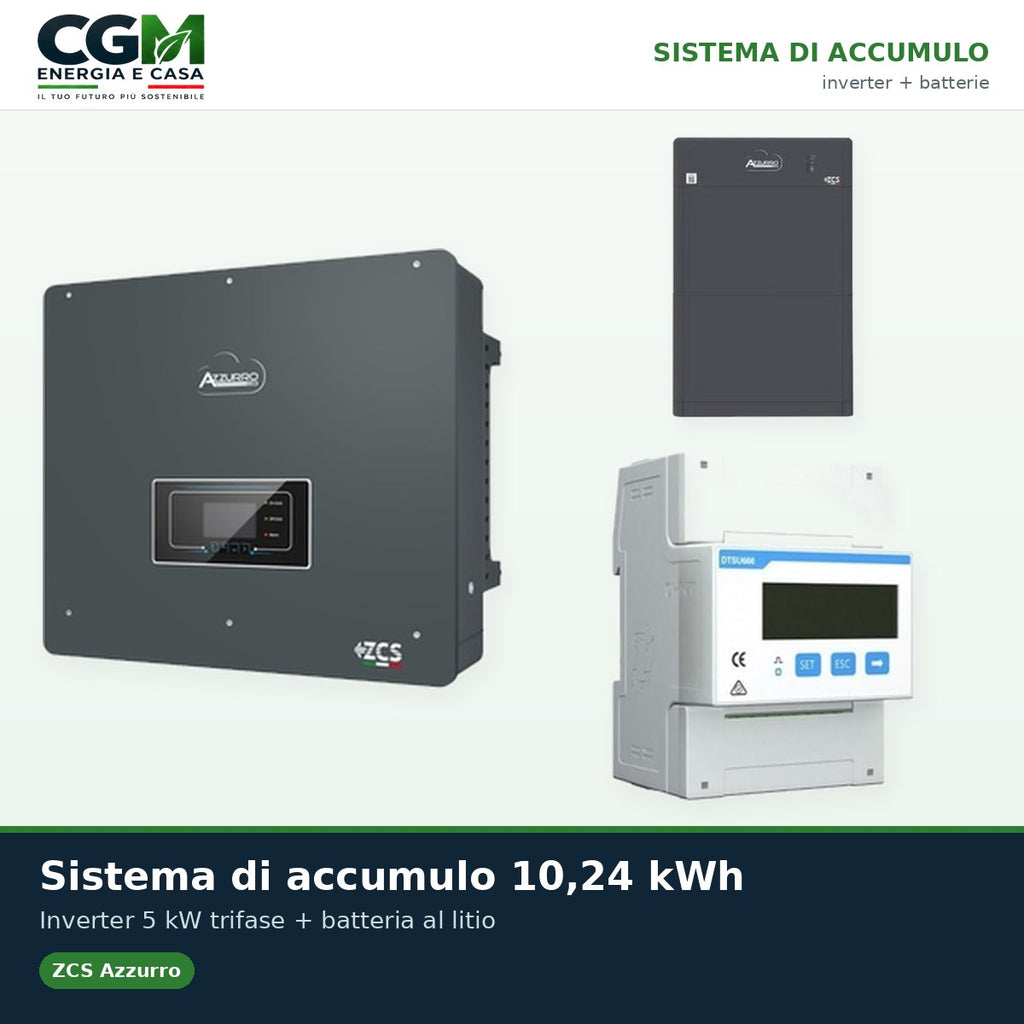 Sistema di accumulo trifase inverter 5kW Zucchetti batteria al litio HV ZBT 5K 10.24kWh - CGM Energia e Casa