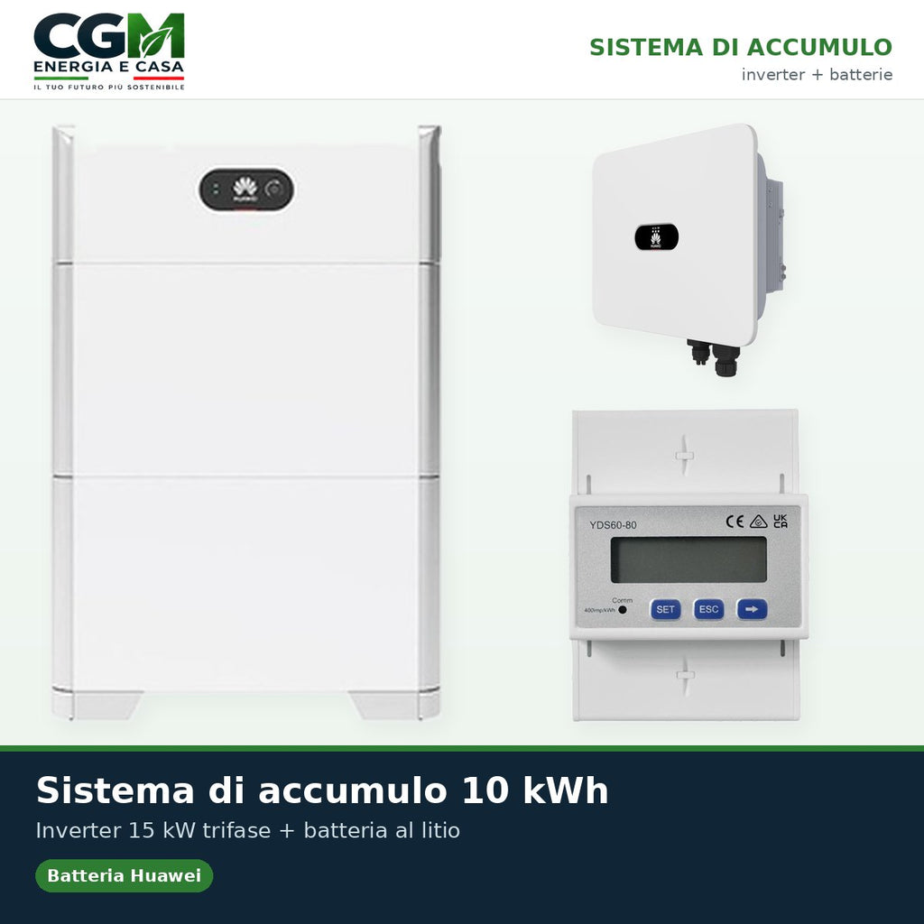 Sistema di accumulo trifase inverter 15kW Huawei batteria al litio LUNA2000 10kWh BMS - CGM Energia e Casa