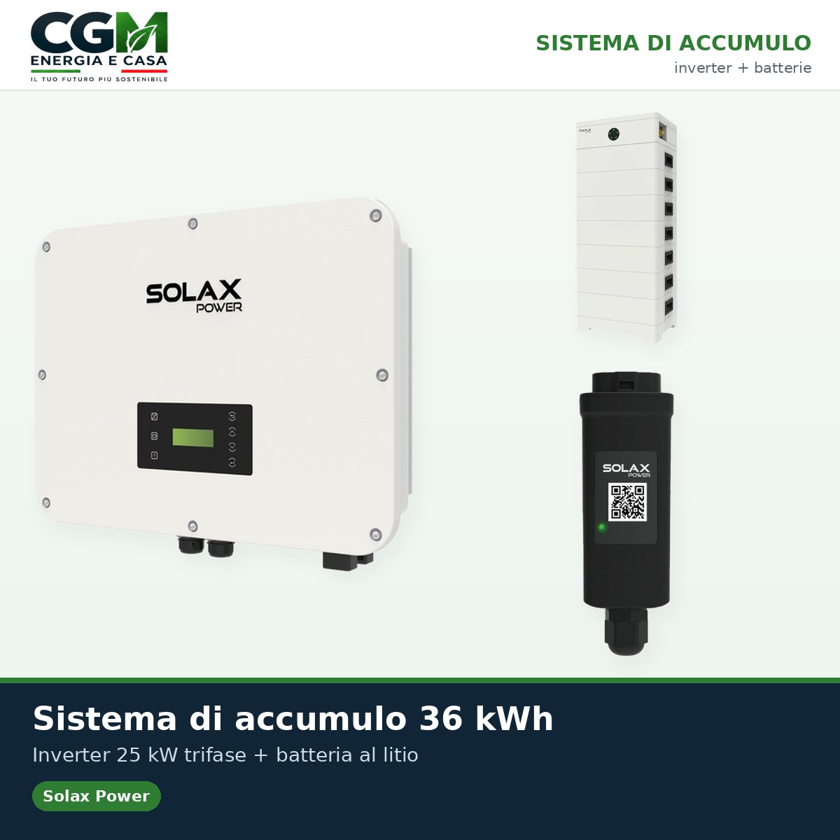 Sistema di accumulo trifase inverter 25kW batteria al litio 36KWh TP-HS36 Solax Power - CGM Energia e Casa