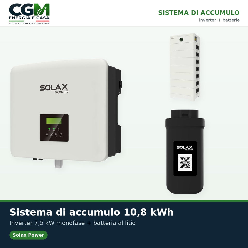 Sistema di accumulo monofase inverter 7.5kW batteria al litio 10.8KWh TP-HS36 Solax Power - CGM Energia e Casa