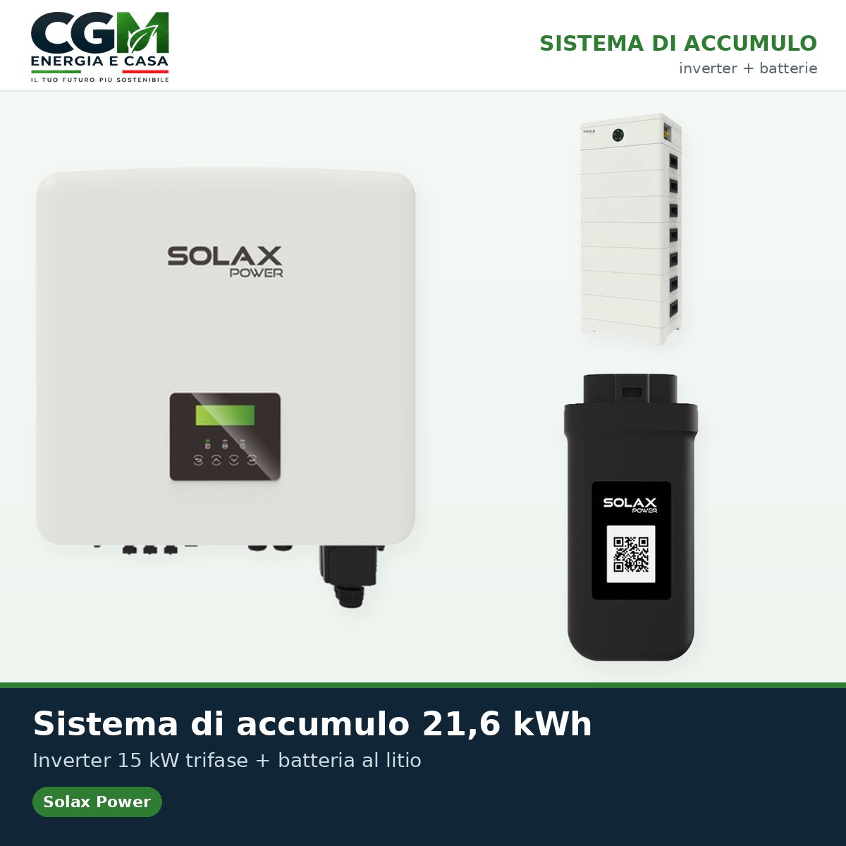 Sistema di accumulo trifase inverter 15kW batteria al litio 21.6KWh TP-HS36 Solax Power - CGM-SAC-20143 - CGM Energia e Casa
