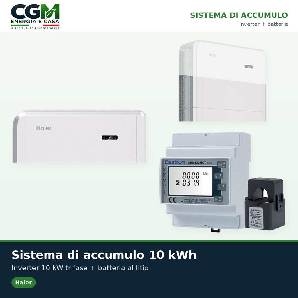 Sistema di accumulo trifase inverter 10kW accumulo 10kWh integrato Haier Smart Cube - CGM Energia e Casa