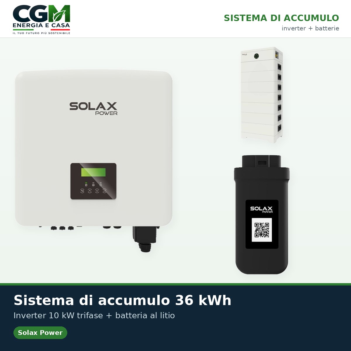 Sistema di accumulo trifase inverter 10kW batteria al litio 36KWh TP-HS36 Solax Power - CGM Energia e Casa