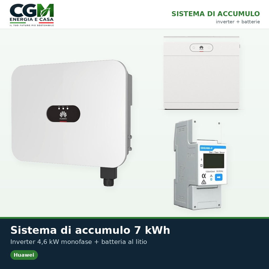 Sistema di accumulo monofase inverter 4.6kW LB0 Huawei batteria al litio 7kWh LUNA2000 S1 BMS - CGM Energia e Casa