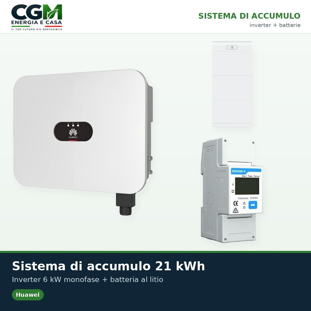 Sistema di accumulo monofase inverter 6kW LB0 Huawei batteria al litio 21kWh LUNA2000 S1 BMS - CGM Energia e Casa