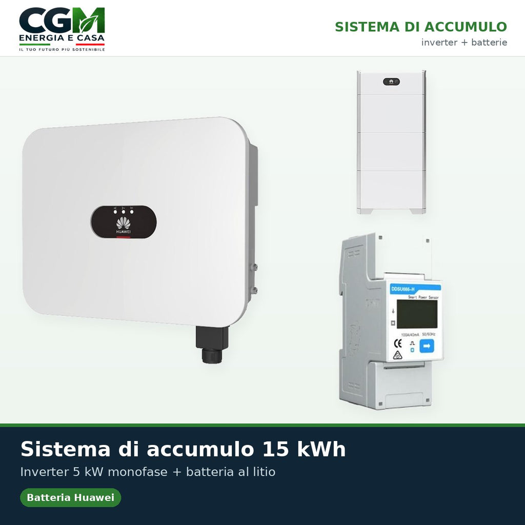 Sistema di accumulo monofase inverter 5kW LB0 Huawei batteria al litio 15kWh LUNA2000 BMS - CGM Energia e Casa