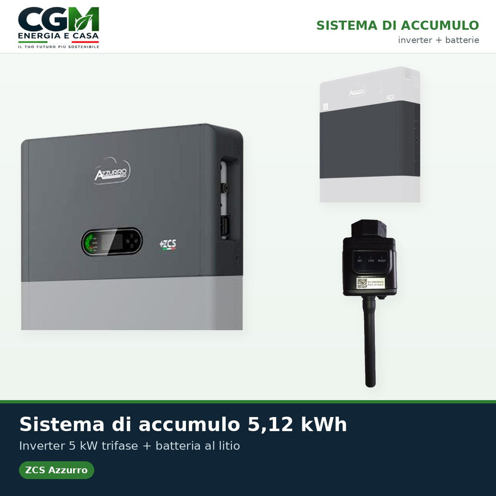 Sistema di accumulo All in one trifase inverter 5kW accumulo 5.12kWh Zucchetti - CGM Energia e Casa