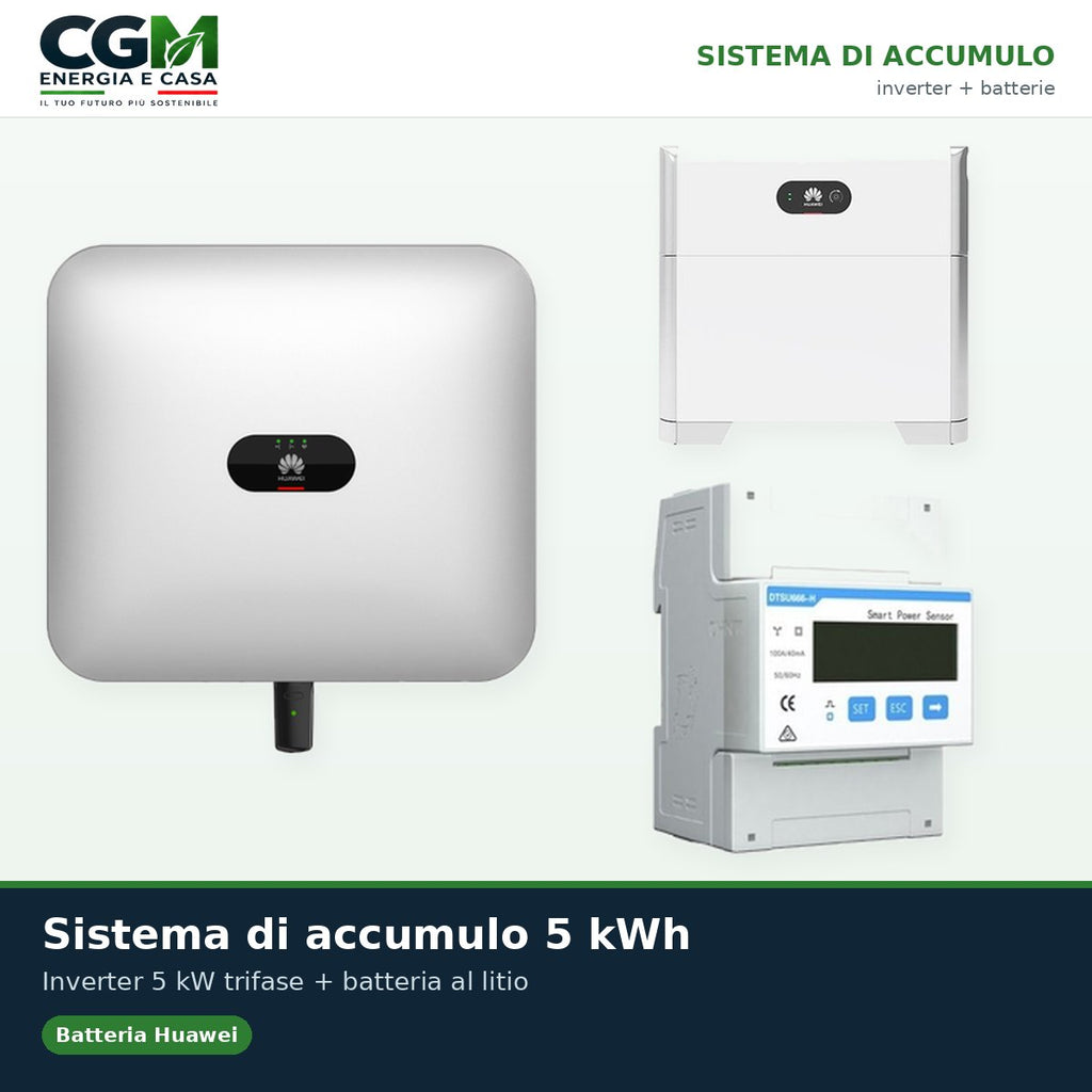 Sistema di accumulo trifase inverter 5kW accumulo 5kWh LUNA2000 BMS Huawei - CGM Energia e Casa
