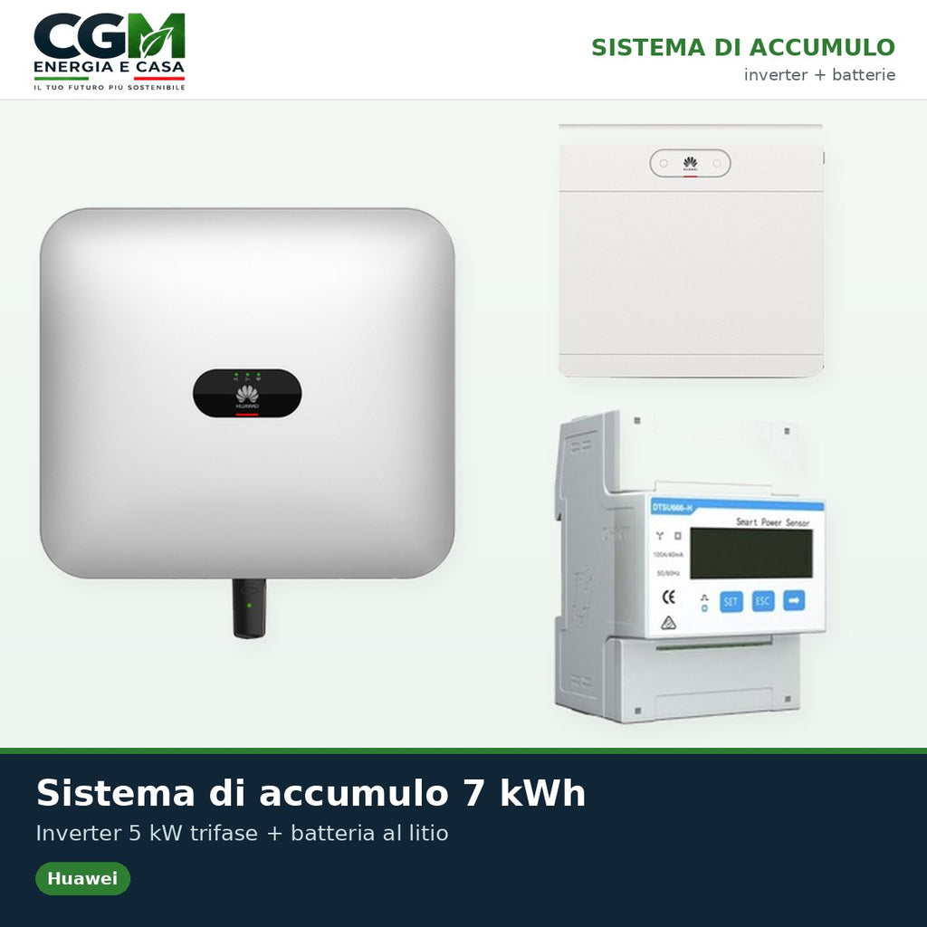 Sistema di accumulo trifase inverter 5kW accumulo 7kWh LUNA2000 BMS Huawei - CGM Energia e Casa