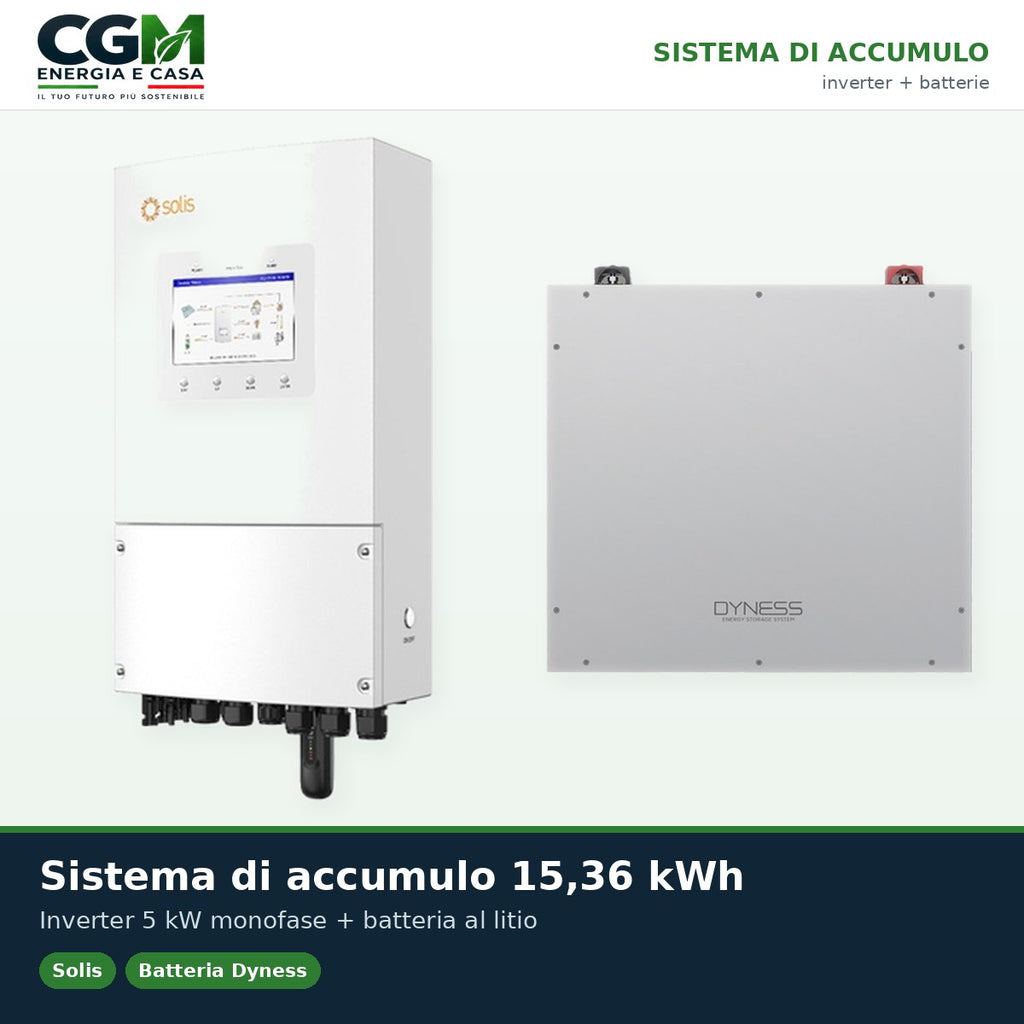 Sistema di accumulo monofase inverter 5kW Solis batteria al litio 15.36kWh Dyness DL5.0C - CGM Energia e Casa
