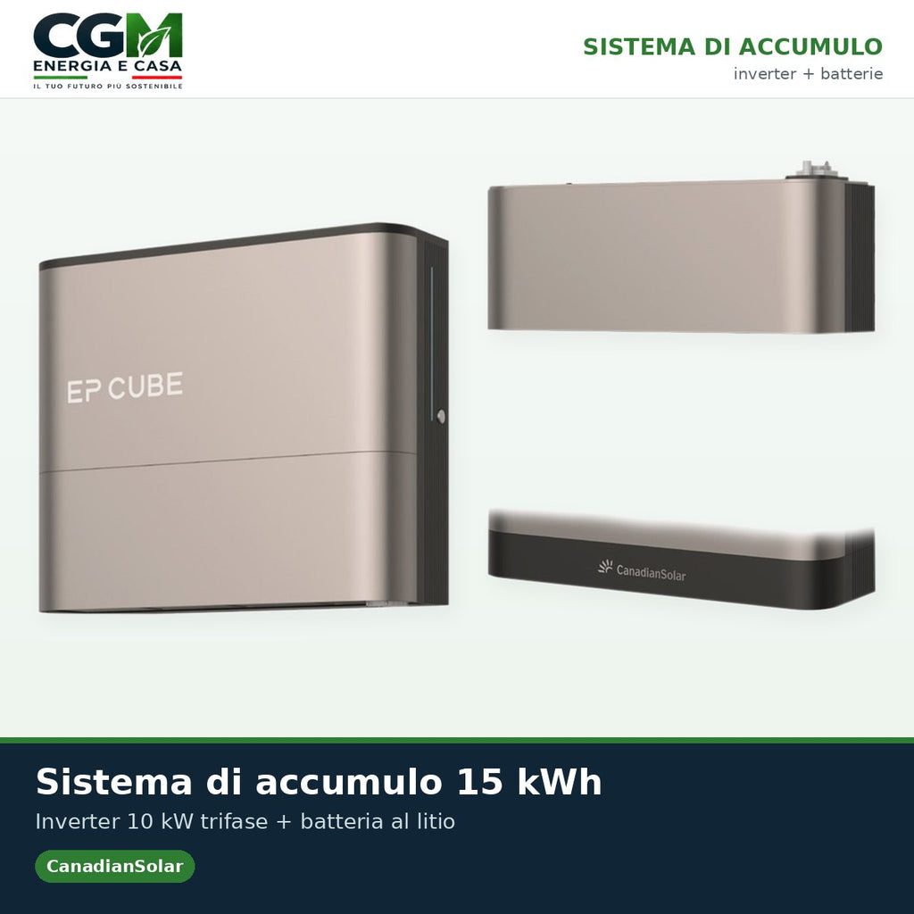 Sistema di accumulo trifase inverter 10kW EP CUBE batteria al litio 15kWh CanadianSolar - CGM Energia e Casa
