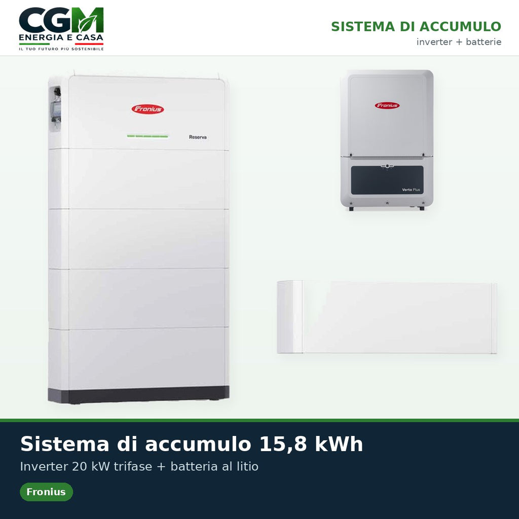 Sistema di accumulo trifase inverter 20kW Verto Plus batteria litio 15.8kWh Fronius Reserva - CGM Energia e Casa