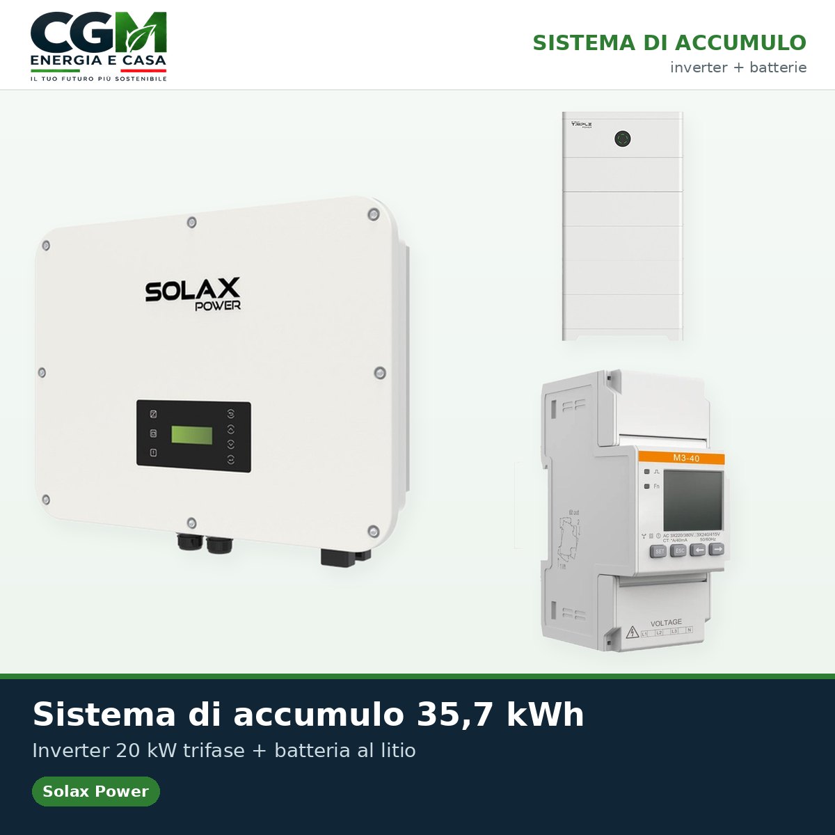 Sistema di accumulo trifase inverter 20kW batteria al litio 35.7KWh TB-HS51 Solax Power - CGM Energia e Casa