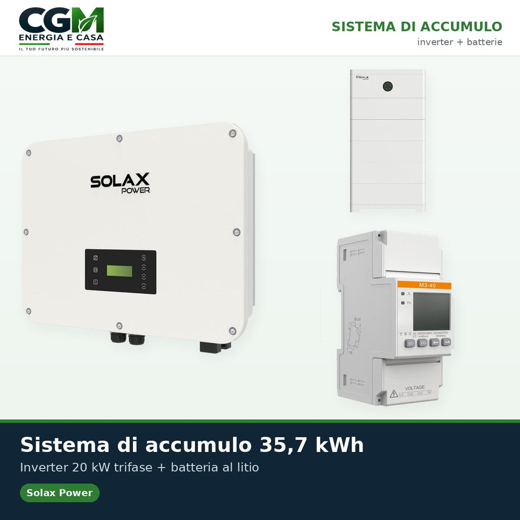 Sistema di accumulo trifase inverter 20kW batteria al litio 40.8KWh TB-HS51 Solax Power - CGM Energia e Casa