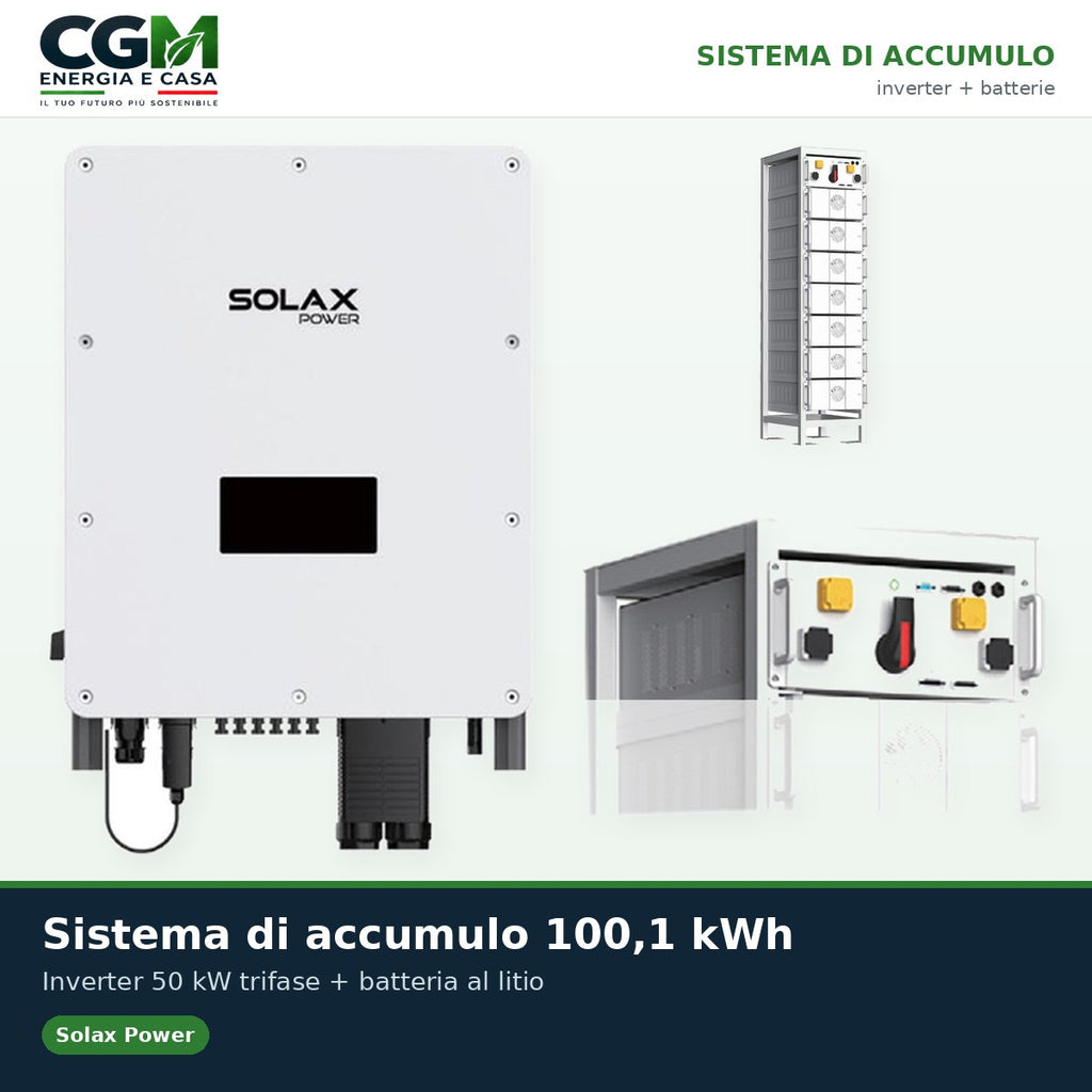Sistema di accumulo trifase inverter 50kW batteria al litio 100.1kWh TB-HR140 Solax Power - CGM Energia e Casa