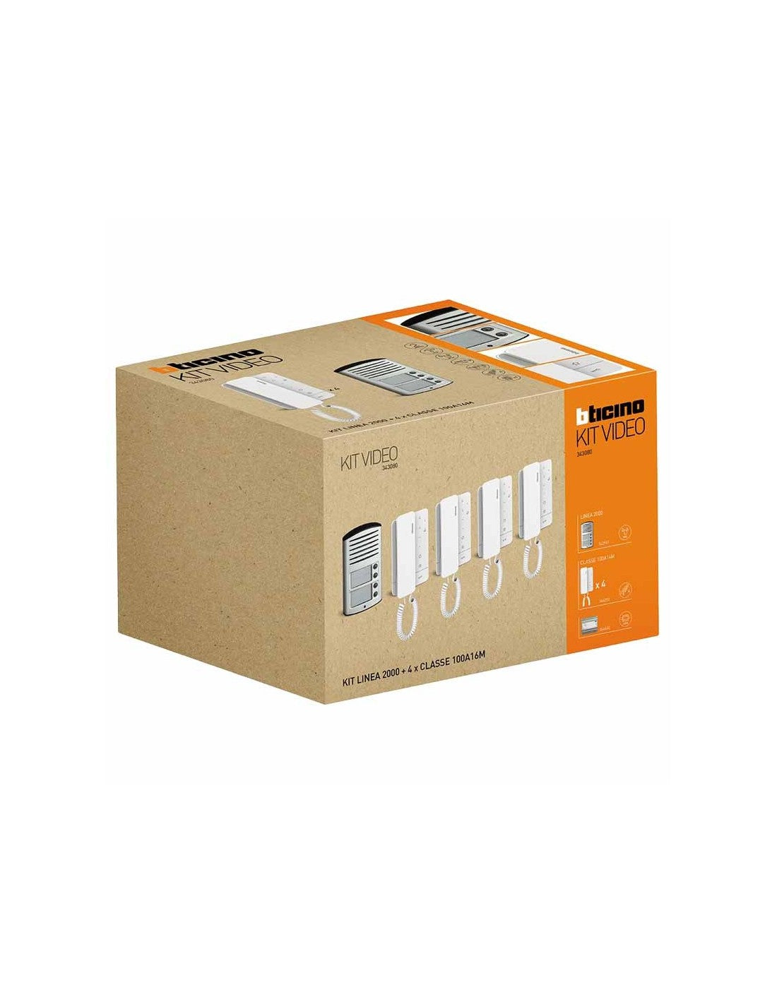 Kit audio 2 Fili con 4 citofoni Classe 100A16M con 4 pulsanti di chiamata installazione da parete Bticino