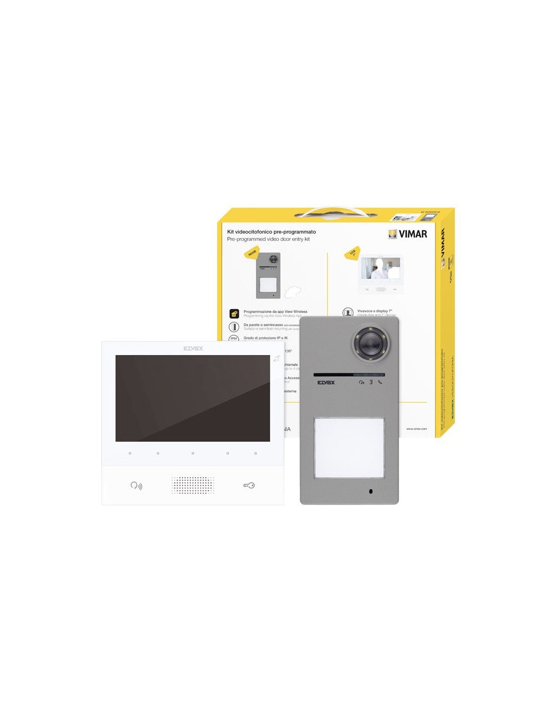 Kit videocitofonico mono/bifamiliare 2 Fili Plus espandibile a colori Tab 7 da parete Vimar