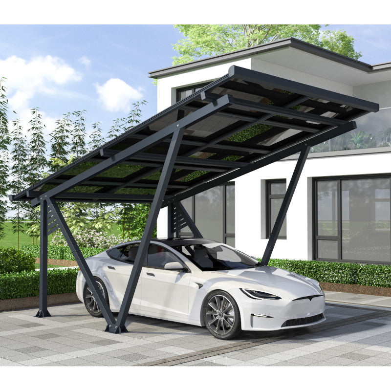 Immagine illustrativa carport fotovoltaico per 1 posto auto con pannelli